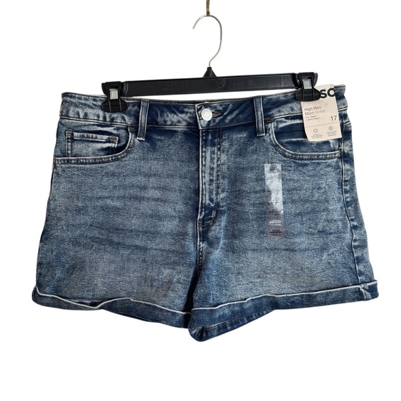 SO Mom Jean Shorts Womens Size 17 / 33 High Rise Stretch Denim 3" Inseam Cuffed - Picture 10 of 15